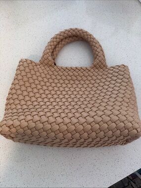 Woven Tote Handbag - Tan